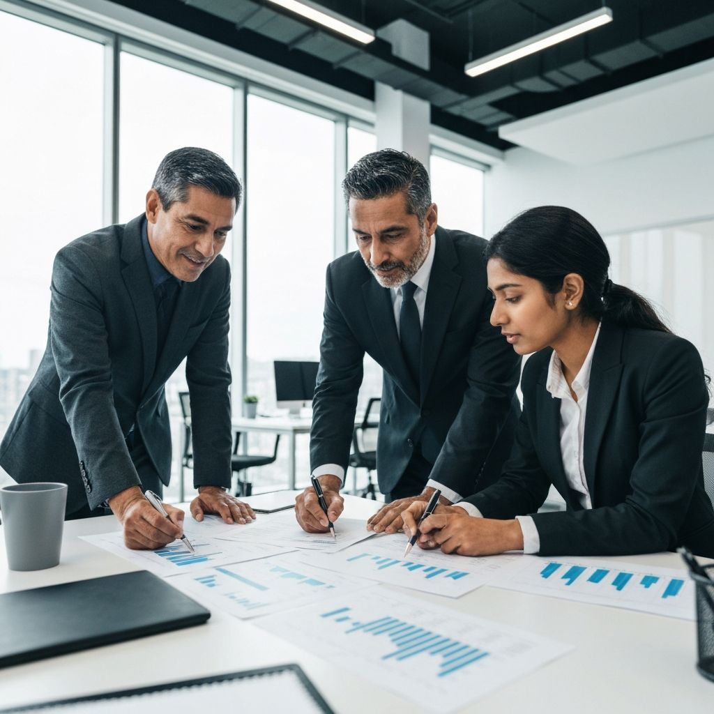 Profesionales trabajando en optimización de capital para holdings industriales